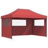 vidaXL Partytent inklapbaar pop-up met 3 zijwanden bordeauxrood