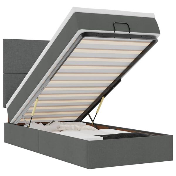 vidaXL Ottoman bed met matras en LED's 90x190cm stof donkergrijs