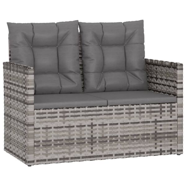 vidaXL 4-delige Loungeset met kussens poly rattan grijs