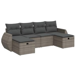vidaXL 6-delige Loungeset met kussens poly rattan grijs