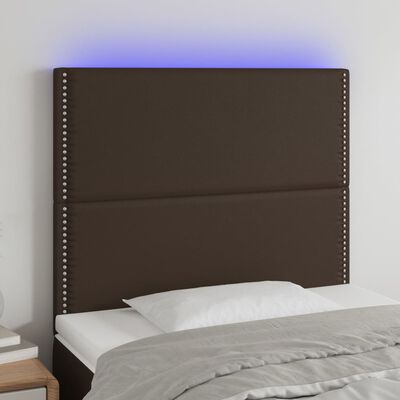 vidaXL Hoofdbord LED 90x5x118/128 cm kunstleer bruin