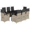 vidaXL 9-delige Tuinset met kussens poly rattan lichtgrijs