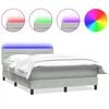 vidaXL Boxspring met matras en LED fluweel lichtgrijs 160x220 cm