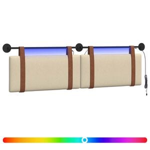 vidaXL Hangend hoofdbord Met LED-verlichting Cr&egrave;mekleurig Antiek PU