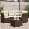 vidaXL 5-delige Loungeset met kussens poly rattan bruin