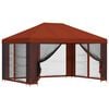 vidaXL Paviljoen met zijwanden 4 &times; 3 m Terracotta Polyester en staal