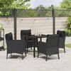 vidaXL Tuin eettafelset met kussen 5 pcs Zwart poly rattan