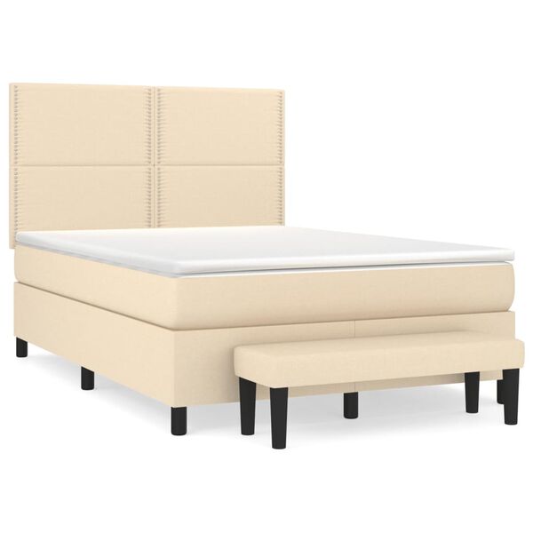 vidaXL Boxspring met matras stof cr&egrave;mekleurig 140x200 cm