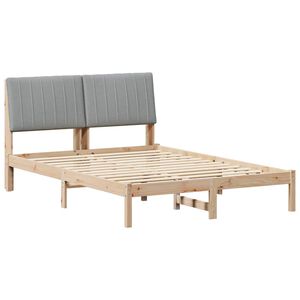 vidaXL Bedframe met hoofdeinde Bruin 135 x 190 cm Massief grenenhout