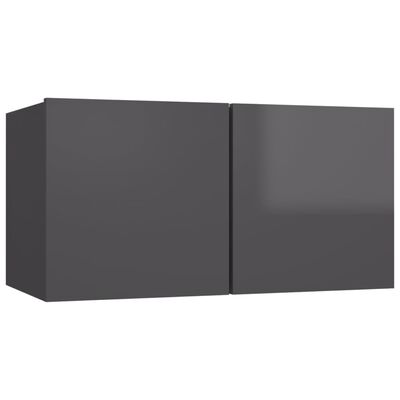 vidaXL 7-delige Tv-meubelset spaanplaat hoogglans grijs