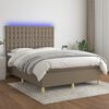 vidaXL Boxspring met matras en LED stof taupe 140x190 cm