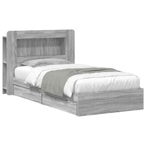 vidaXL Bedframe met opslag Grijs Sonoma 75 x 190 cm Bewerkt hout