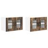 vidaXL Wandglas cabinet LUCCA 2 st Gerookt eiken Bewerkt hout