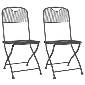 vidaXL Opklapbare stoelen, 2 stuks, van ge&euml;xpandeerd metaalgaas, antraciet.