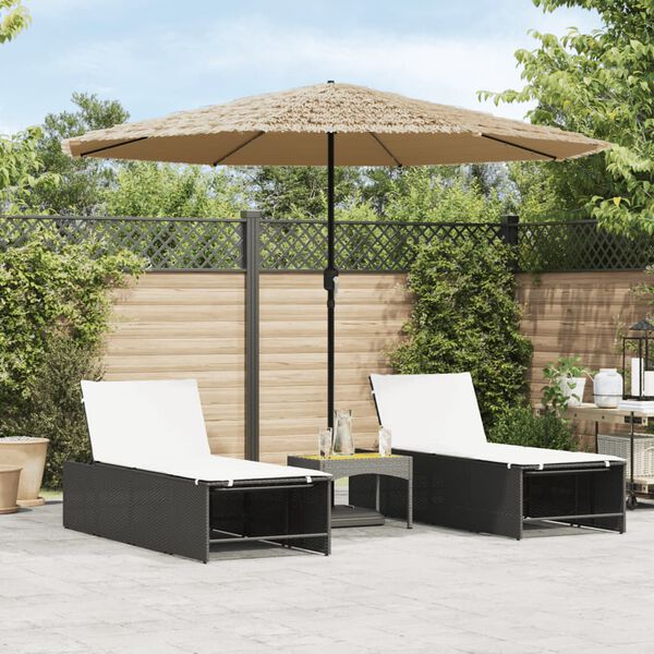 vidaXL Parasol met LED's en stalen paal 324x324x247 cm bruin