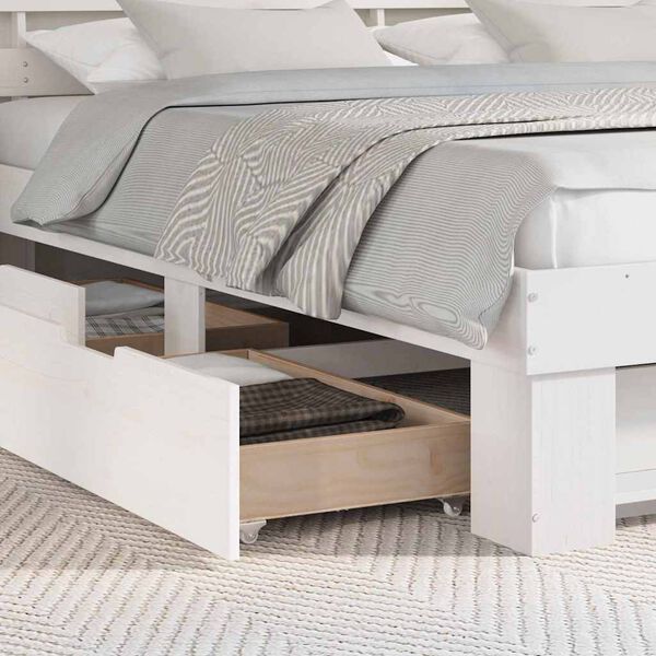 vidaXL Bedframe met hoofdeinde Wit 200 x 200 cm Massief grenenhout