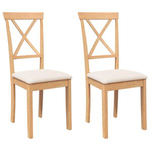 vidaXL Eetkamerstoelen met kussens 2 st massief hout rubber