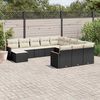 vidaXL 12-delige Loungeset met kussens poly rattan zwart
