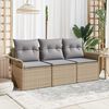 vidaXL Bankstel met kussen 3 pcs Beige en Grijs poly rattan
