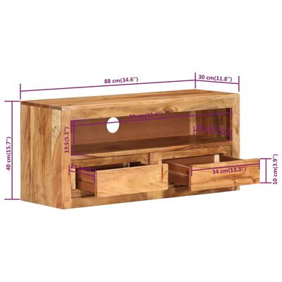 vidaXL Tv-meubel 88x30x40 cm massief acaciahout