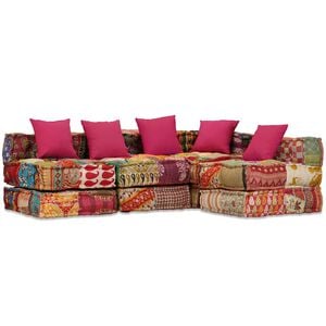 vidaXL Poef vierzits modulair stof patchwork
