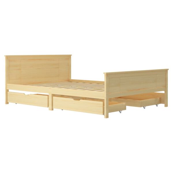 vidaXL Bedframe met 4 lades massief grenenhout 140x200 cm