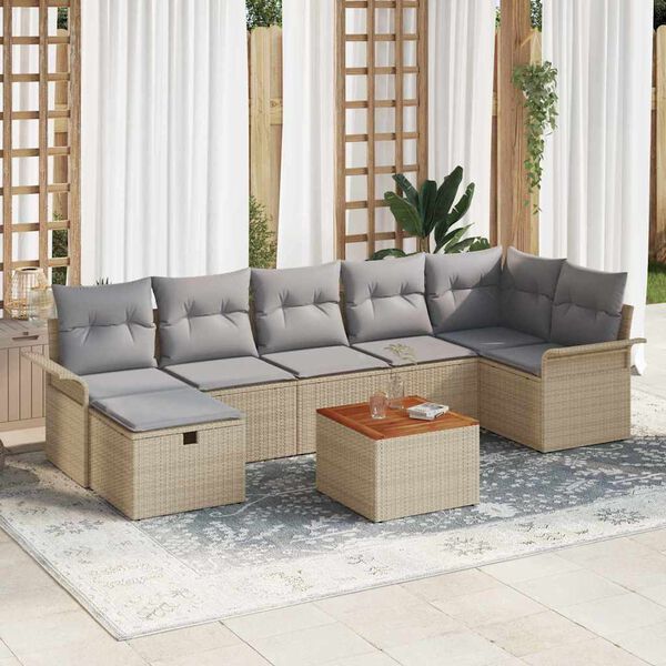 vidaXL Tuin Sofa Set 8 pcs Beige poly rattan