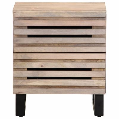 vidaXL Nachtkastjes 2 st 40x34x46 cm massief gebleekt mangohout