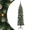 vidaXL Kunstmatige slanke kerstboom Groen en Wit 180 cm