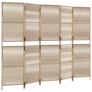 vidaXL Kamerscherm 5 panelen poly rattan beige