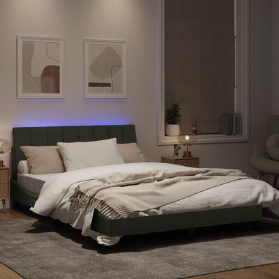 vidaXL Bedframe met LED-verlichting fluweel lichtgrijs 140x190 cm