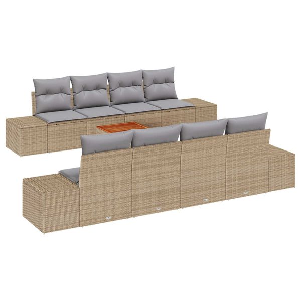 vidaXL Tuin Sofa Set met kussen 9 pcs Beige Poly riet