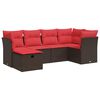 vidaXL 6-delige Loungeset met kussens poly rattan bruin
