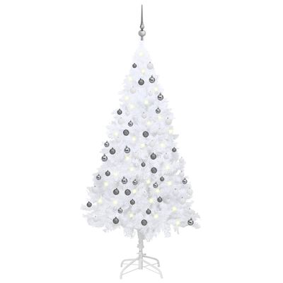 kalf lichtgewicht scherm vidaXL Kunstkerstboom met LED's en kerstballen 180 cm PVC wit online kopen  | vidaXL.be