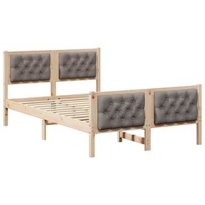 vidaXL Bedframe met hoofdeinde Taupe 120 x 200 cm Massief grenenhout