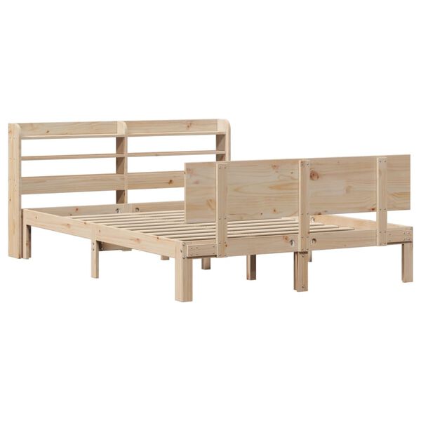 vidaXL Bedframe met hoofdbord massief grenenhout 135x190 cm