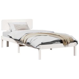 vidaXL Bedframe met hoofdeinde Wit 100 x 200 cm Massief grenenhout