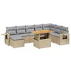 vidaXL 9-delige Loungeset met kussens poly rattan beige