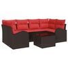 vidaXL Tuin Sofa Set met opslag 7 pcs Beige en Rood poly rattan