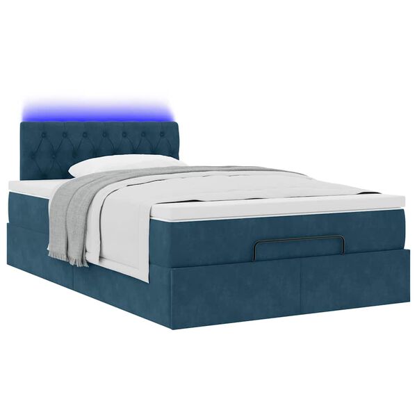 vidaXL Bed poef met matras en LED's 120x190 cm fluweel donkerblauw