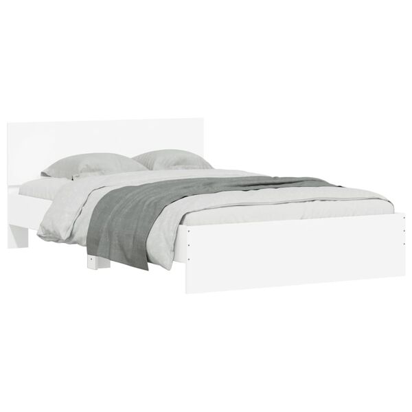 vidaXL Bedframe met hoofdeinde en LED wit 135x190 cm