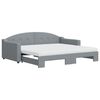 vidaXL Slaapbank onderschuifbed en matrassen 90x190 cm stof lichtgrijs