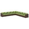 vidaXL 9-delige Loungeset met kussens poly rattan bruin