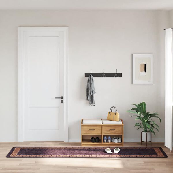 vidaXL Vloerkleed wasbaar 80x300 cm zwart en goudkleurig