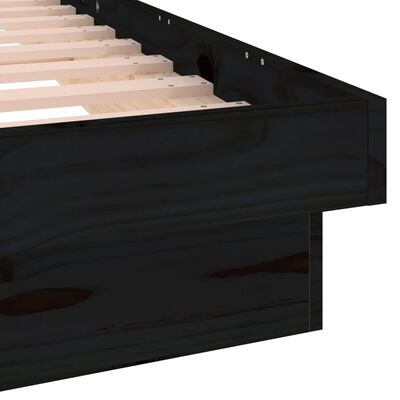 vidaXL Bedframe LED massief hout zwart 100x200 cm