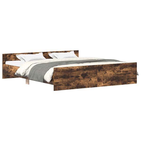 vidaXL Bedframe met hoofd- en voeteneinde gerookt eiken 180x200 cm