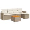 vidaXL 6-delige Loungeset met kussens poly rattan beige