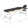 vidaXL Massagetafel inklapbaar 2 zones aluminium zwart en beige