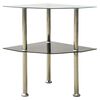 vidaXL Bijzettafel 2-laags 38x38x50 cm gehard glas transparant zwart