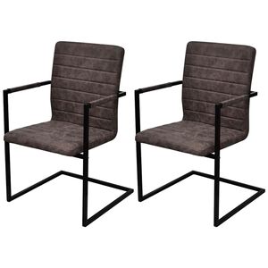 vidaXL Eetkamerstoelen 2 st kunstleer donkerbruin